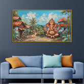 Timeless Ganesha Wall Frame – Vintage Canvas for Pooja Room